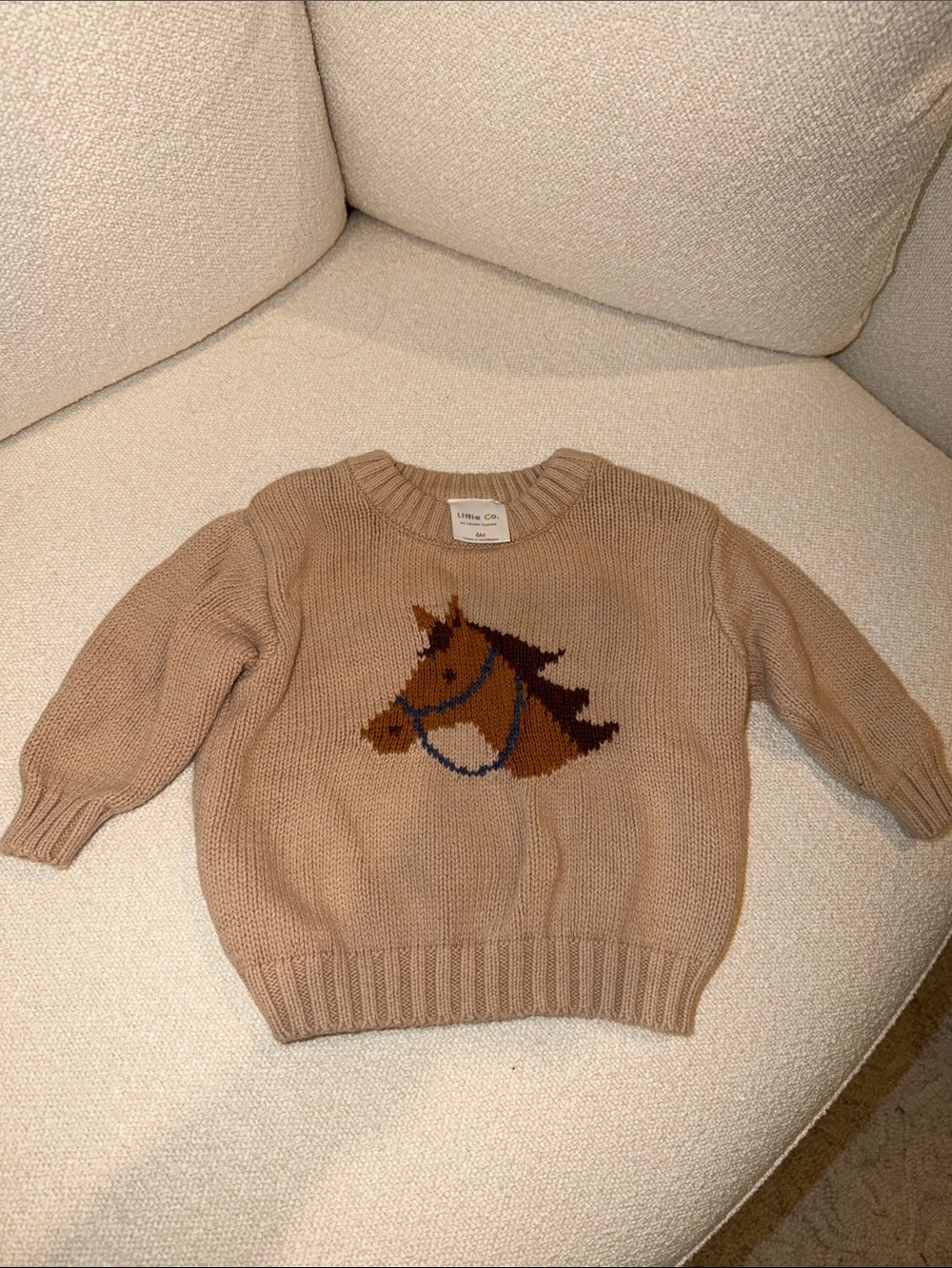Kids Tan Horse Knit Sweater by Little Co.